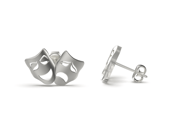 Comedy and Tragedy Mask Stud Earrings
