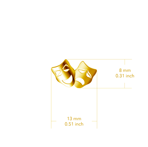 Comedy and Tragedy Mask Post Earrings - Gold Plated