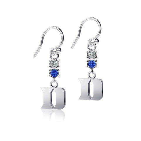 Duke University Crystal Dangle Earrings - Silver