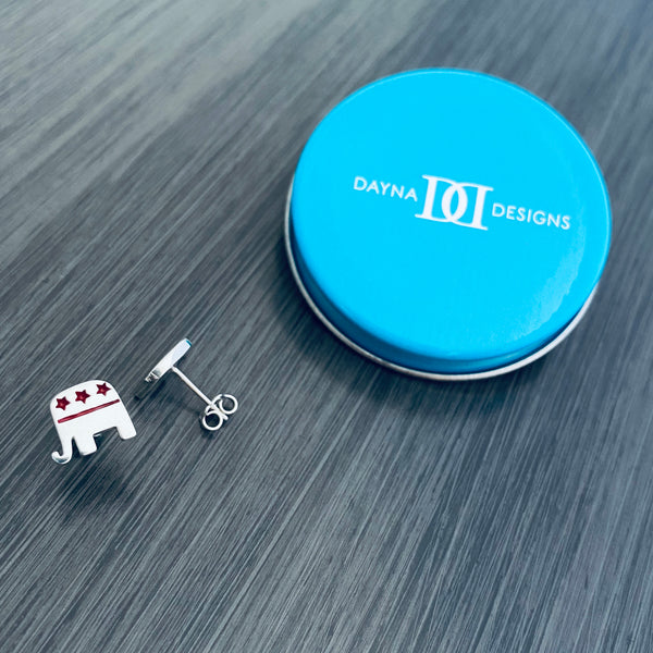 Elephant Stud Earrings - Enamel