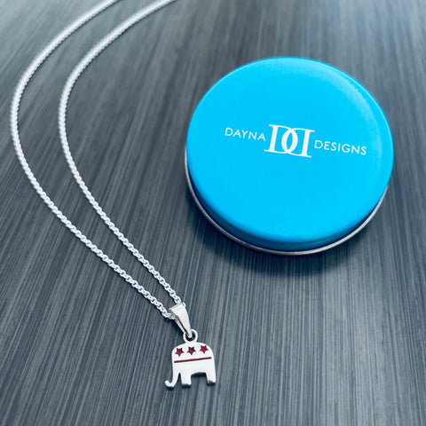 Elephant Pendant Necklace - Enamel