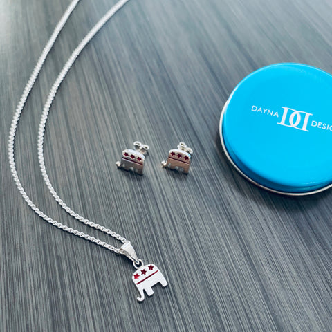 Elephant Pendant Necklace - Enamel