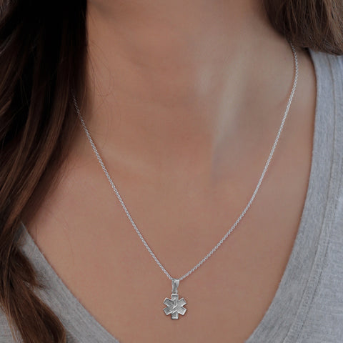 EMT Paramedic Pendant Necklace - Silver