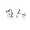 Cat Silhouette Stud Earrings - Silver