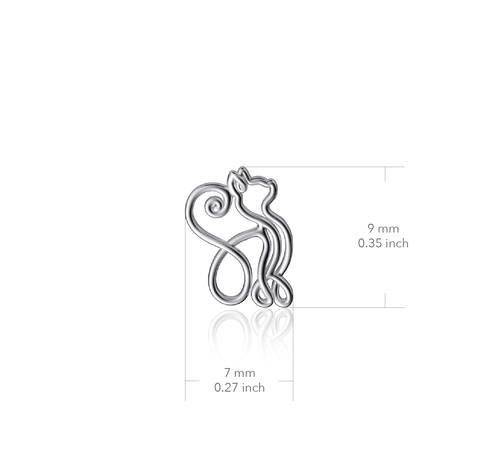 Cat Silhouette Stud Earrings - Silver