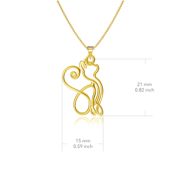 Cat Silhouette Pendant Necklace - Gold