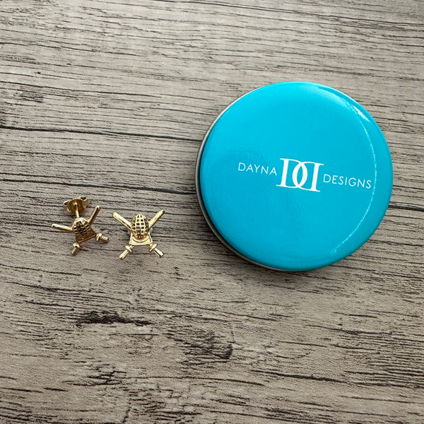 Fencing Stud Earrings - Gold