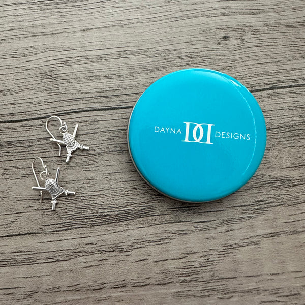 Fencing Dangle Earrings - Silver