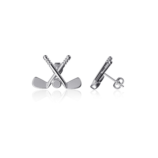 Hockey Stud Earrings - Silver