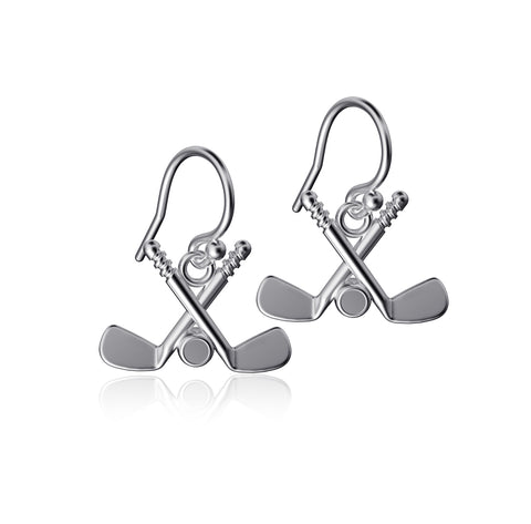 Hockey Dangle Earrings - Silver