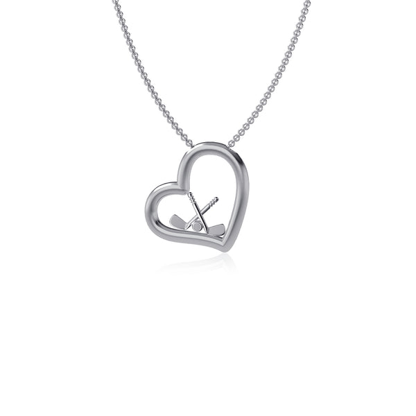 Hockey Heart Necklace - Silver