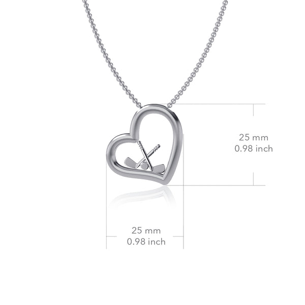 Hockey Heart Necklace - Silver