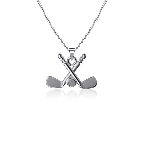 Hockey Pendant Necklace - Silver