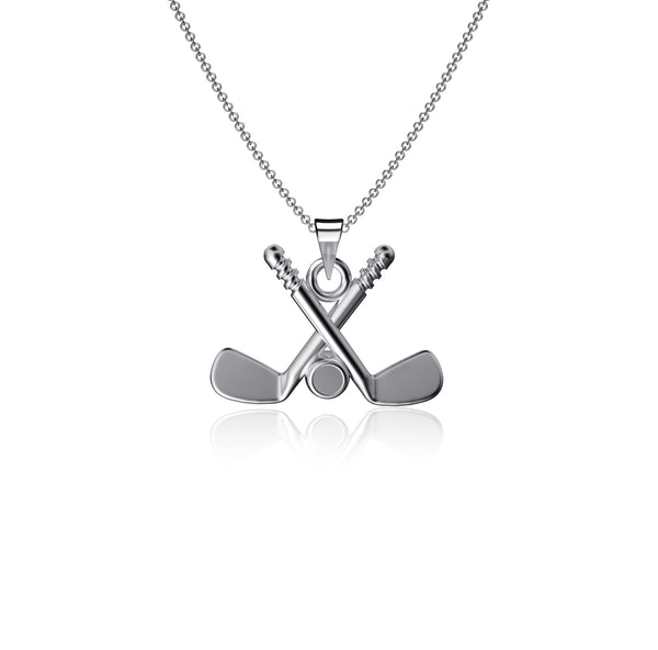 Hockey Pendant Necklace - Silver