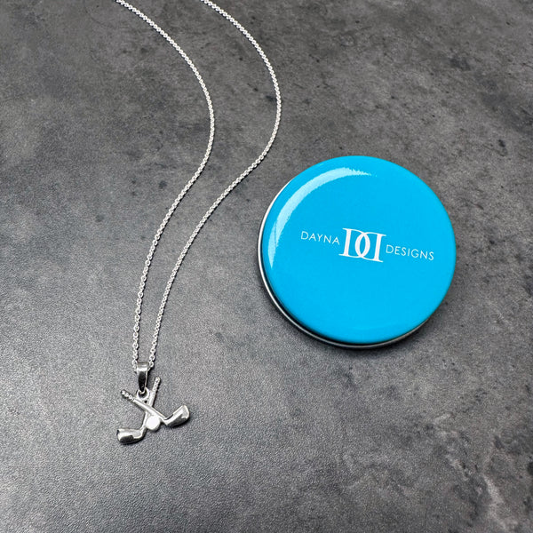 Hockey Pendant Necklace - Silver