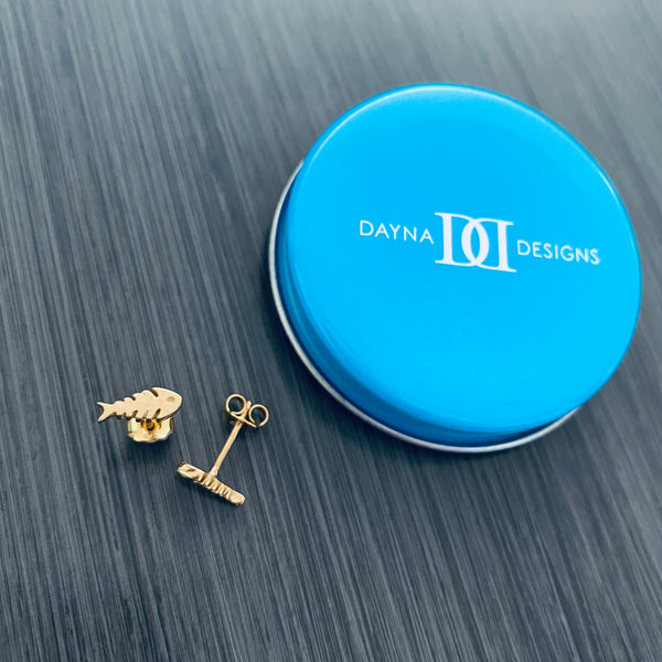 Fish Stud Earrings - Gold