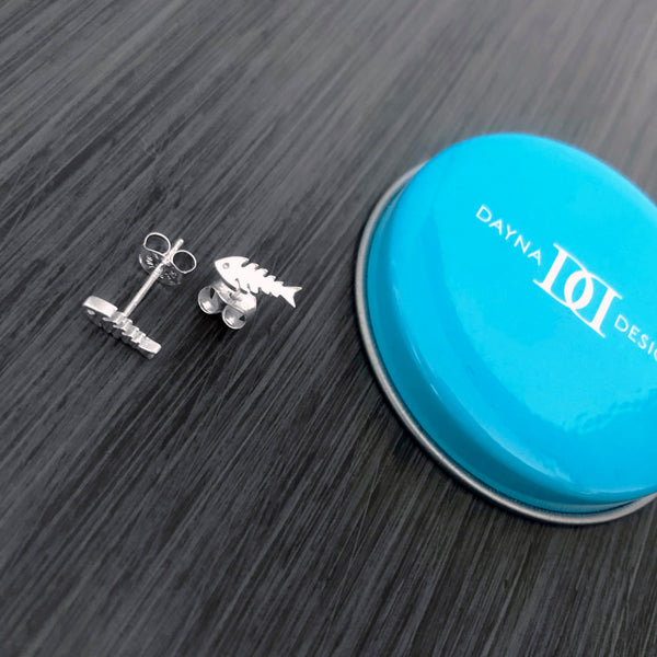 Fish Stud Earrings - Silver