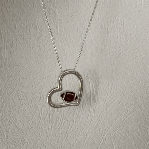 Football Heart Necklace - Enamel