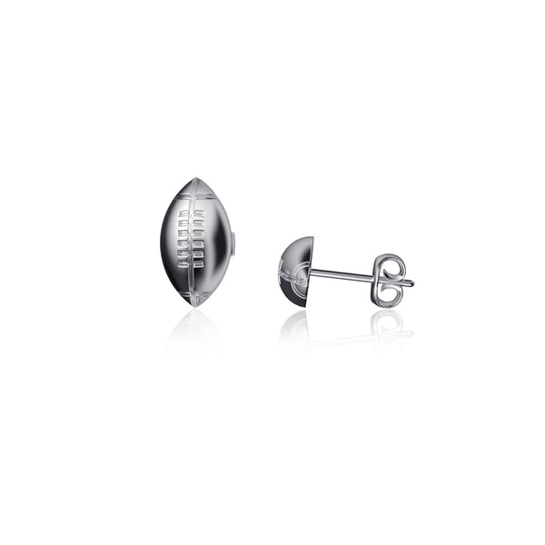 Football Stud Earrings - Silver