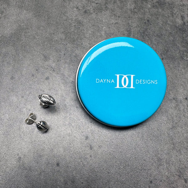 Football Stud Earrings - Silver