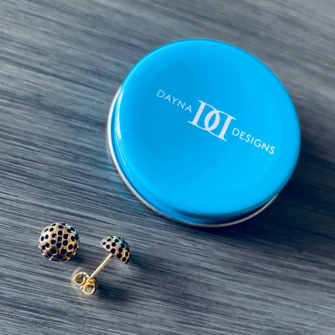Golf Ball Stud Earrings - Gold