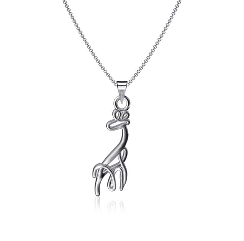Giraffe Pendant Necklace - Silver