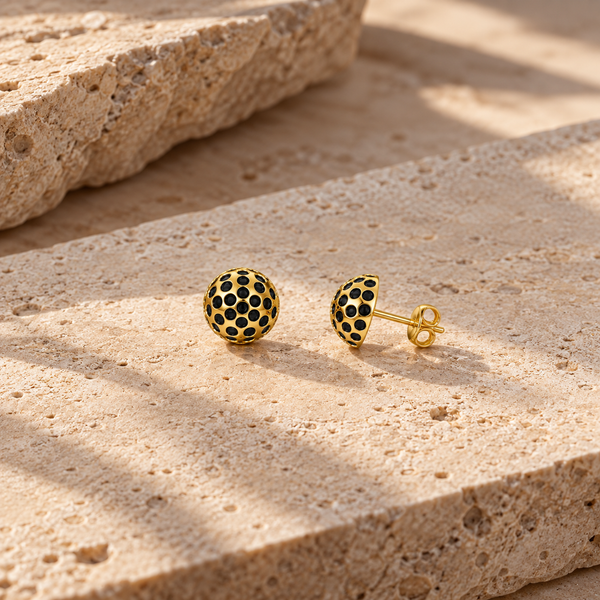 Golf Ball Stud Earrings - Gold