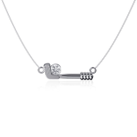 GOLF Club Pendant Necklace - Silver