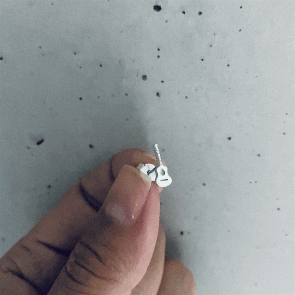 Guitar Stud Earrings - Silver