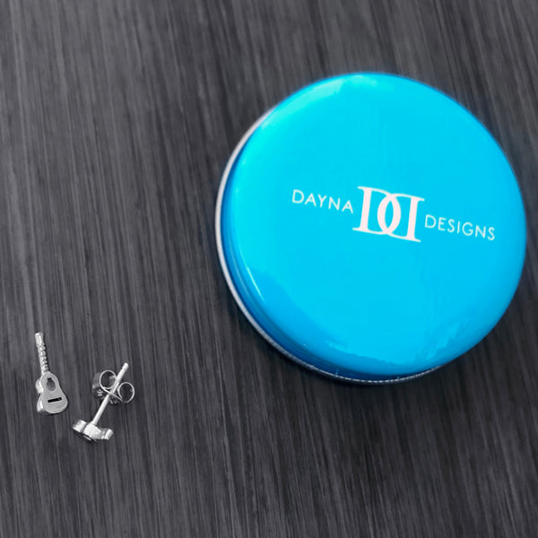 Guitar Stud Earrings - Silver