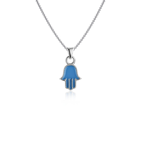 Hamsa Pendant Necklace - Enamel