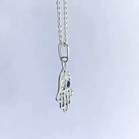 Filigree Hamsa Necklace - Silver