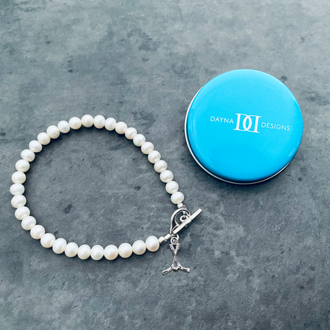 Hockey Pearl Bracelet - Silver
