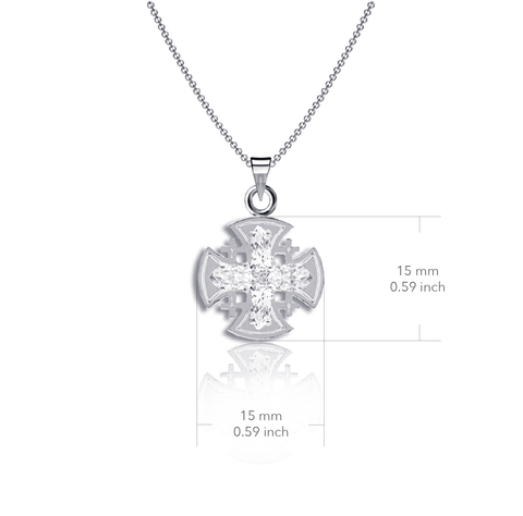 Jerusalem Cross Necklace - Silver