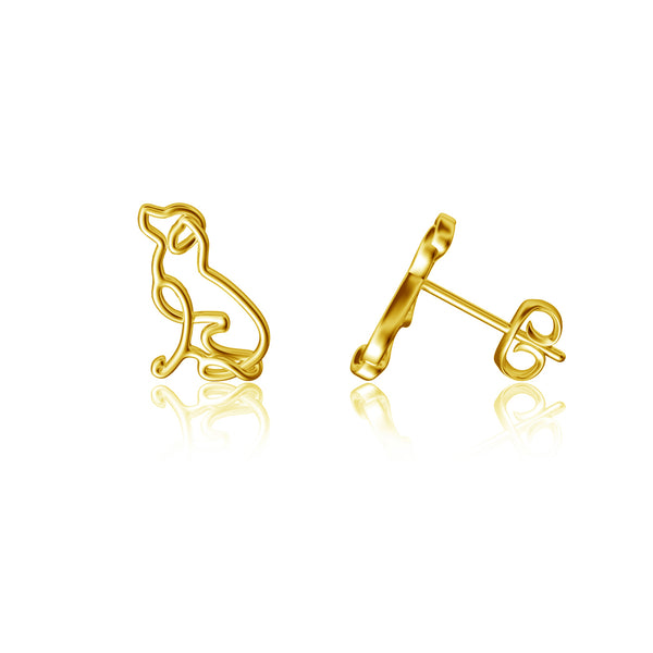 Labrador Silhouette Stud Earrings - Gold