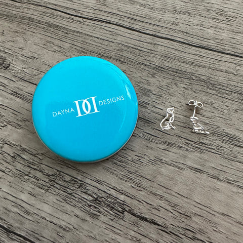 Labrador Silhouette Stud Earrings - Silver