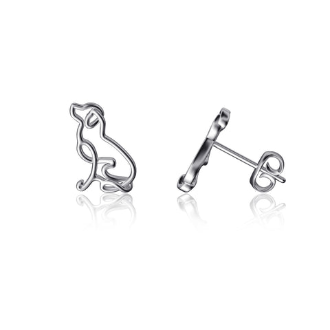 Labrador Silhouette Stud Earrings - Silver