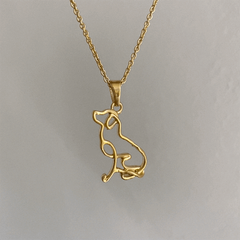 Labrador Silhouette Pendant Necklace - Gold