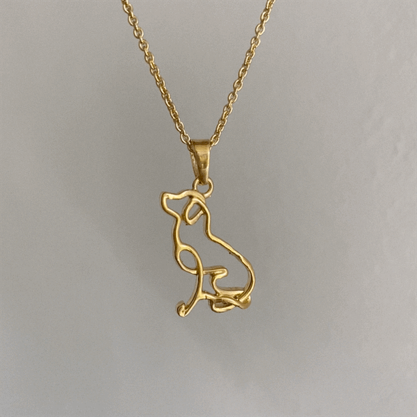 Labrador Silhouette Pendant Necklace - Gold