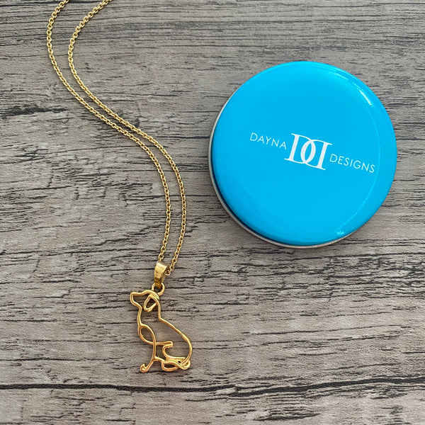 Labrador Silhouette Pendant Necklace - Gold