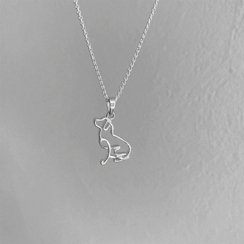 Labrador Silhouette Pendant Necklace - Silver