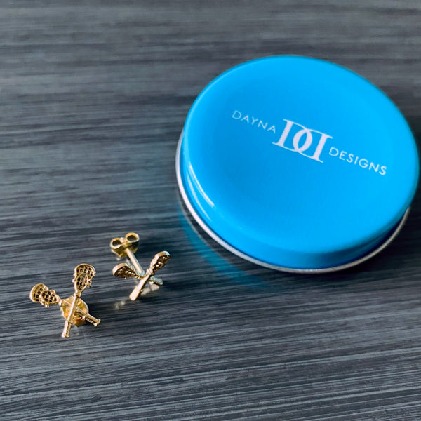 Lacrosse Sticks Stud Earrings - Gold