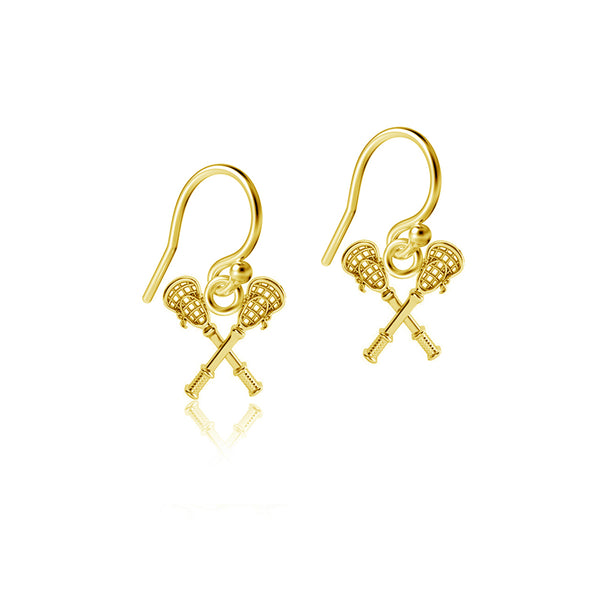 Lacrosse Sticks Dangle Earrings - Gold