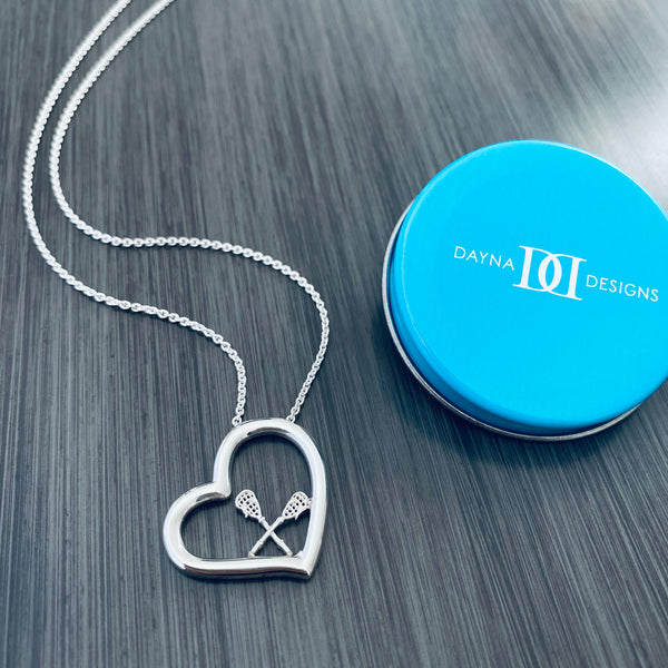 Lacrosse Sticks Heart Necklace