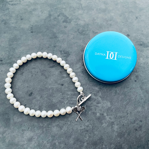 Lacrosse Sticks Pearl Bracelet - Silver