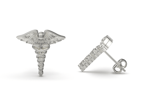 Medical Caduceus Stud Earrings
