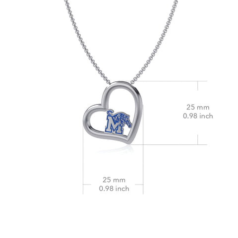 Memphis Tigers Heart Pendant Necklace - Enamel