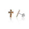 Mini Crystal Cross Stud Earrings - Silver