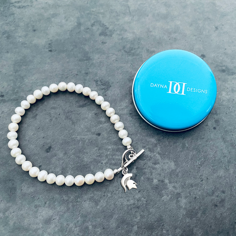 Michigan State University Pearl Bracelet - Silver