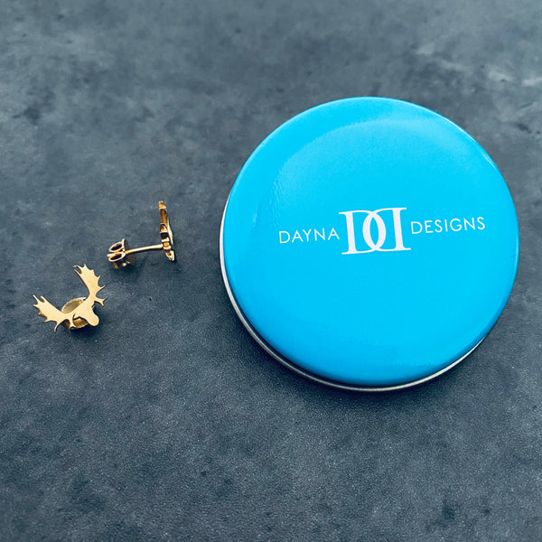 Moose Stud Earrings - Gold